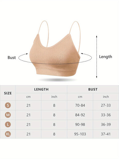 6pcs V Neck Padded Sprot Bra for Women Pack, Cami Bando Bra Sleeping Bra with Elastic Straps for Women