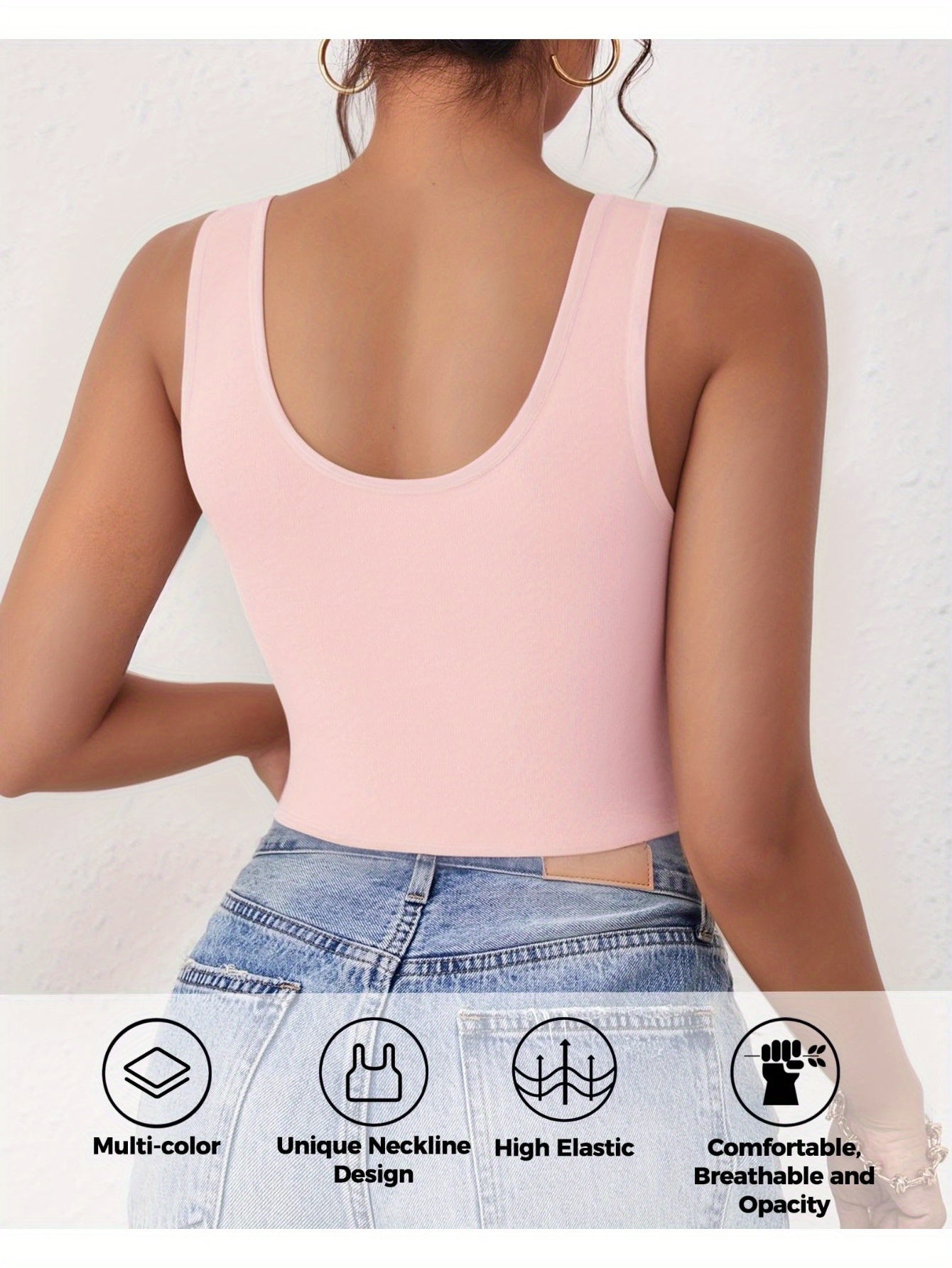 Set of 3-4 Women'S Tank Tops, Featuring a U-Neck Design, Sleeveless Style, And Cropped Racerback, Perfect for And Casual Outings