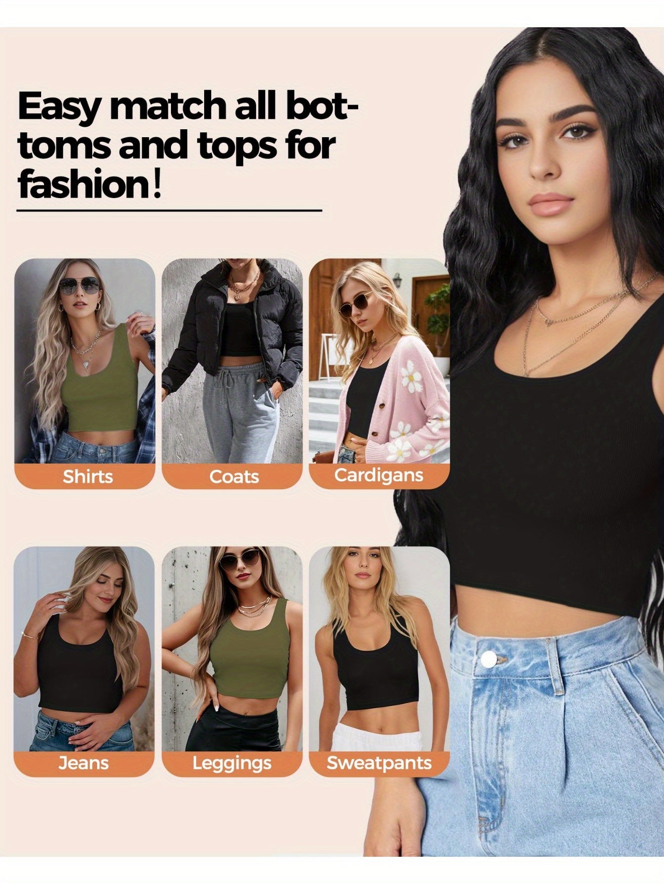 Set of 3-4 Women'S Tank Tops, Featuring a U-Neck Design, Sleeveless Style, And Cropped Racerback, Perfect for And Casual Outings