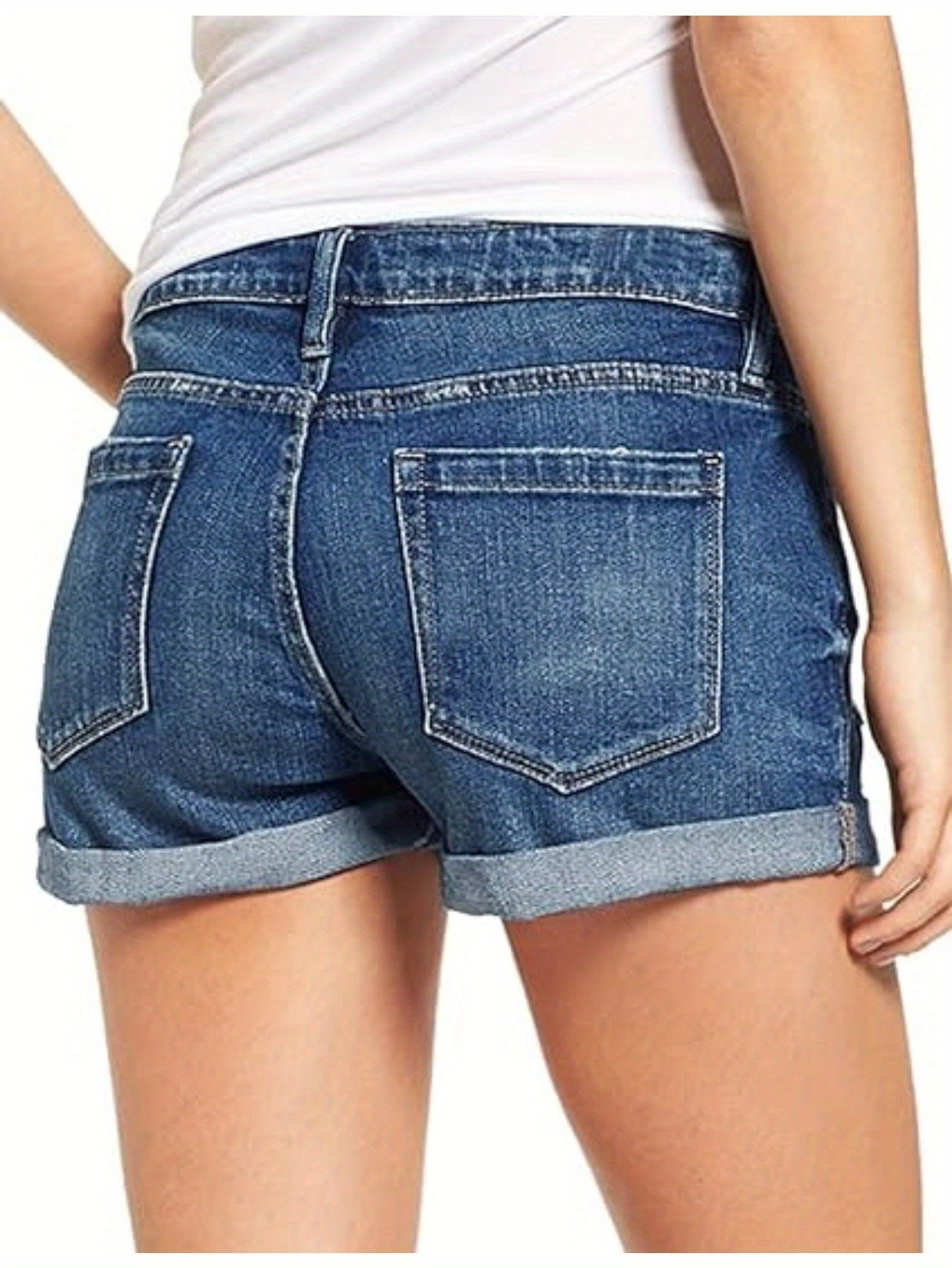 Distressed Denim Shorts for Women with a High Waist And Rolled Hems