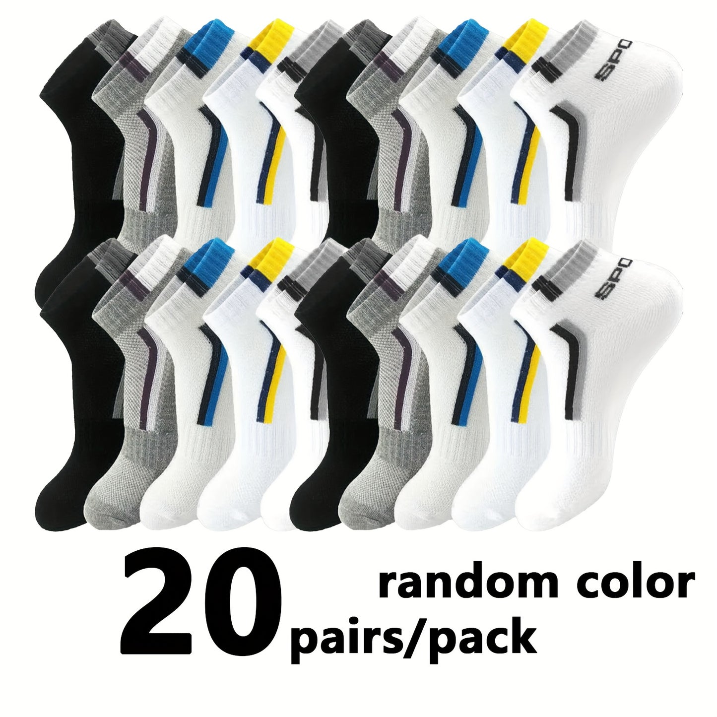 Men's Colorblock Ankle Socks - 30-Pair Pack
