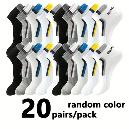 Men's Colorblock Ankle Socks - 30-Pair Pack
