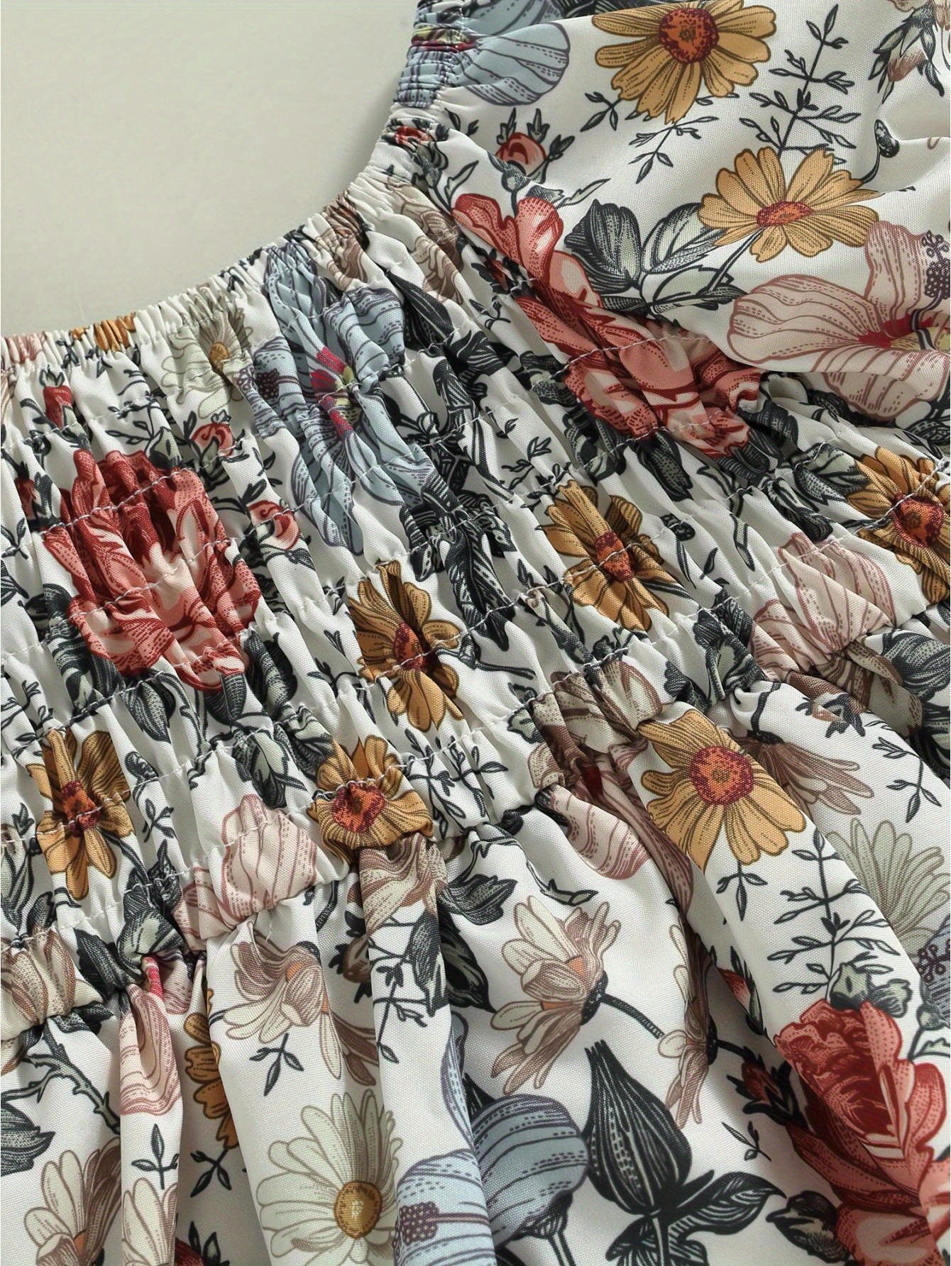 Infant Baby Girls' Floral Print Romper Dress with Puff Sleeves & Matching Headband - Soft Short Skirt Hem All-Season Cute Outfit for Photoshoots, Family Gatherings, Baby Girl Dress, Photoshoot Outfits, Lightweight Jumpsuit, Toddler Fashion, Perfect for Ou