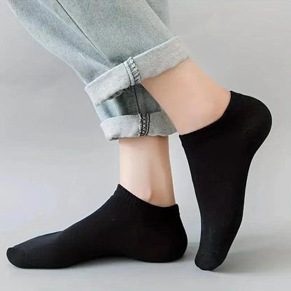 20/40 Pairs Of Solid Socks, Soft And Lightweight Low Cut Ankle Socks, Loose Black White Gray Men's And Women's Long Tube Socks