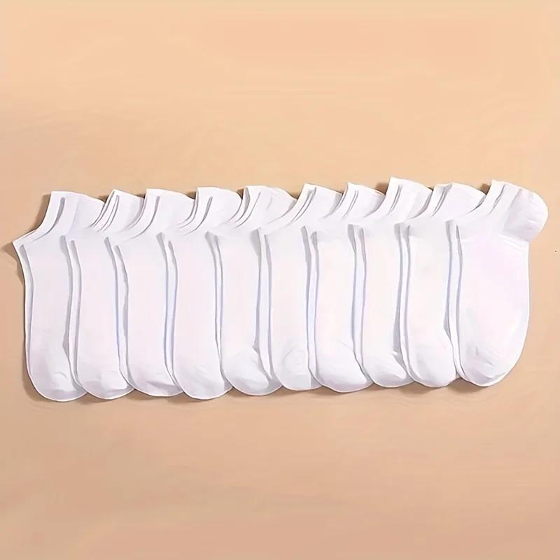 20/40 Pairs Of Solid Socks, Soft And Lightweight Low Cut Ankle Socks, Loose Black White Gray Men's And Women's Long Tube Socks