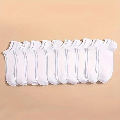 20/40 Pairs Of Solid Socks, Soft And Lightweight Low Cut Ankle Socks, Loose Black White Gray Men's And Women's Long Tube Socks