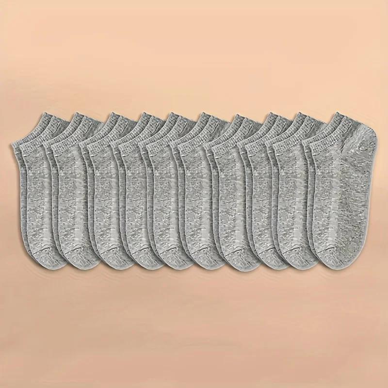 20/40 Pairs Of Solid Socks, Soft And Lightweight Low Cut Ankle Socks, Loose Black White Gray Men's And Women's Long Tube Socks