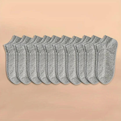 20/40 Pairs Of Solid Socks, Soft And Lightweight Low Cut Ankle Socks, Loose Black White Gray Men's And Women's Long Tube Socks