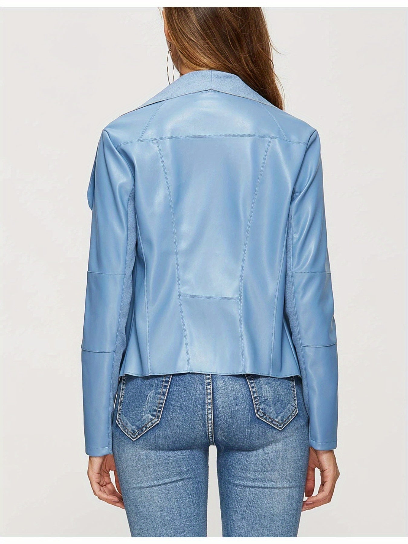 Slim Fit Faux Leather Blazers for Women with an Open Front And Lapel Design