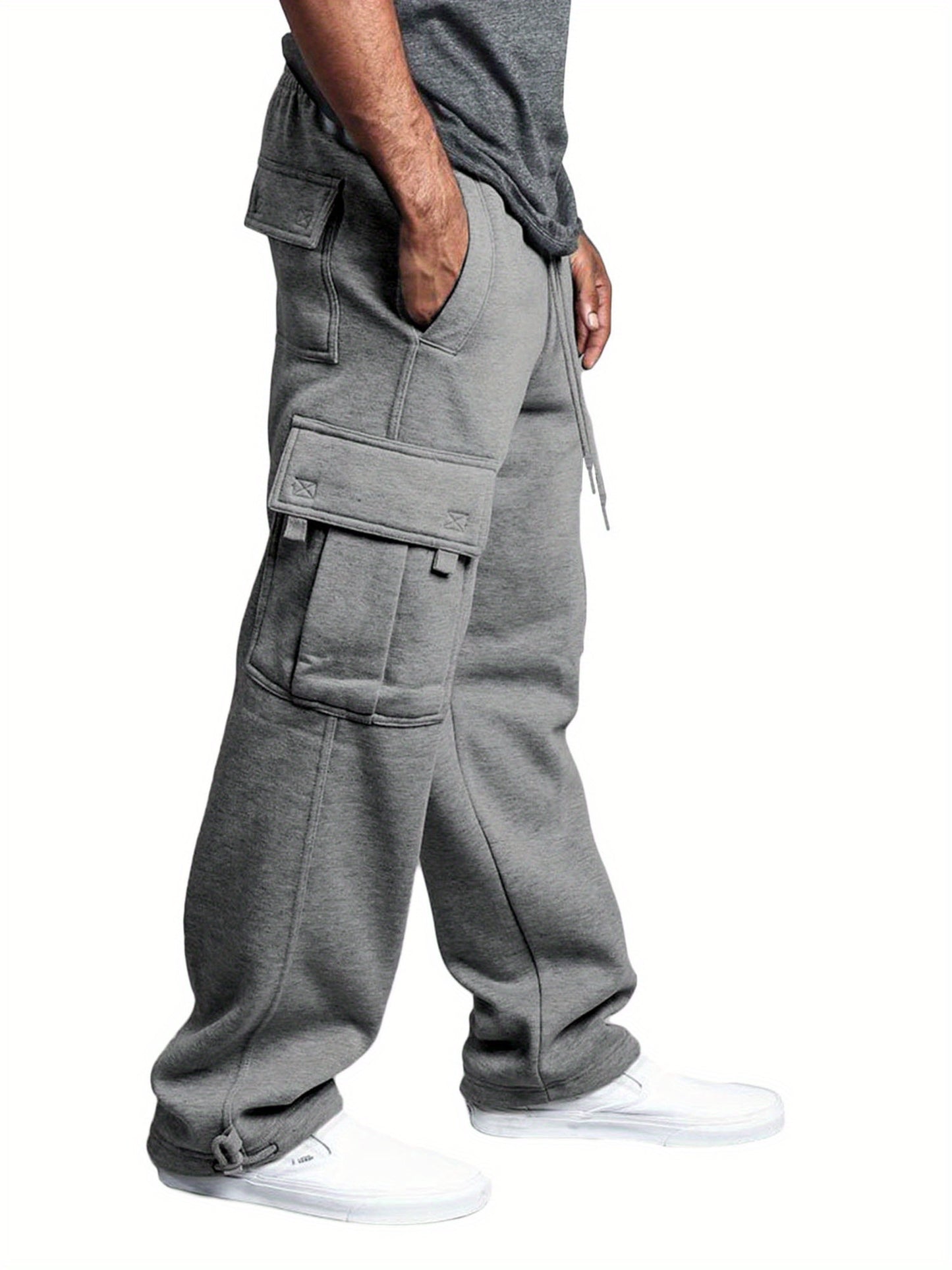 Men'S Casual Solid Color Pants Lightweight Drawstring Design Elastic Waist Loose Fit Yoga Pant Beach Trouser