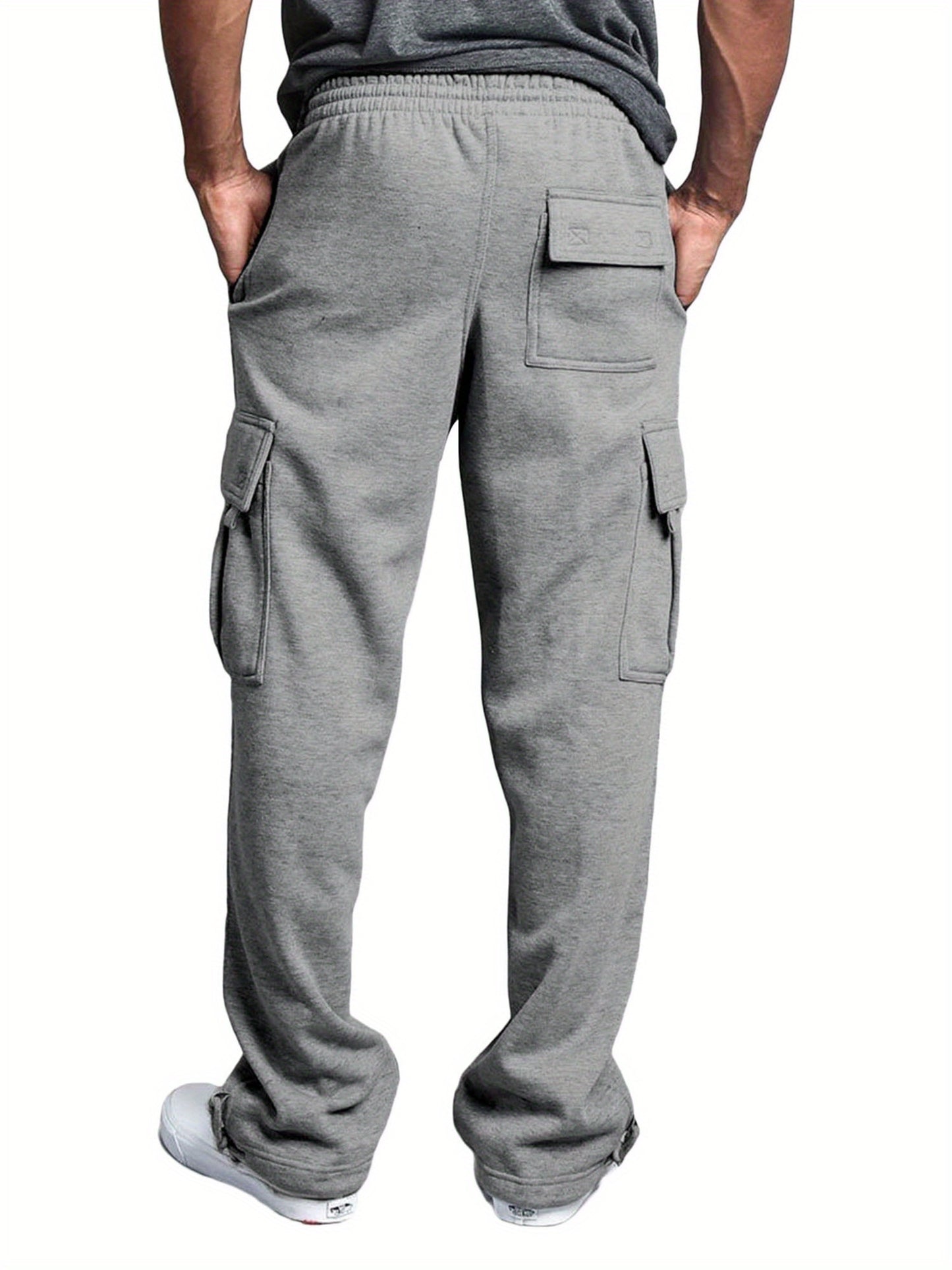 Men'S Casual Solid Color Pants Lightweight Drawstring Design Elastic Waist Loose Fit Yoga Pant Beach Trouser
