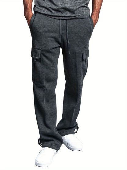 Men'S Casual Solid Color Pants Lightweight Drawstring Design Elastic Waist Loose Fit Yoga Pant Beach Trouser