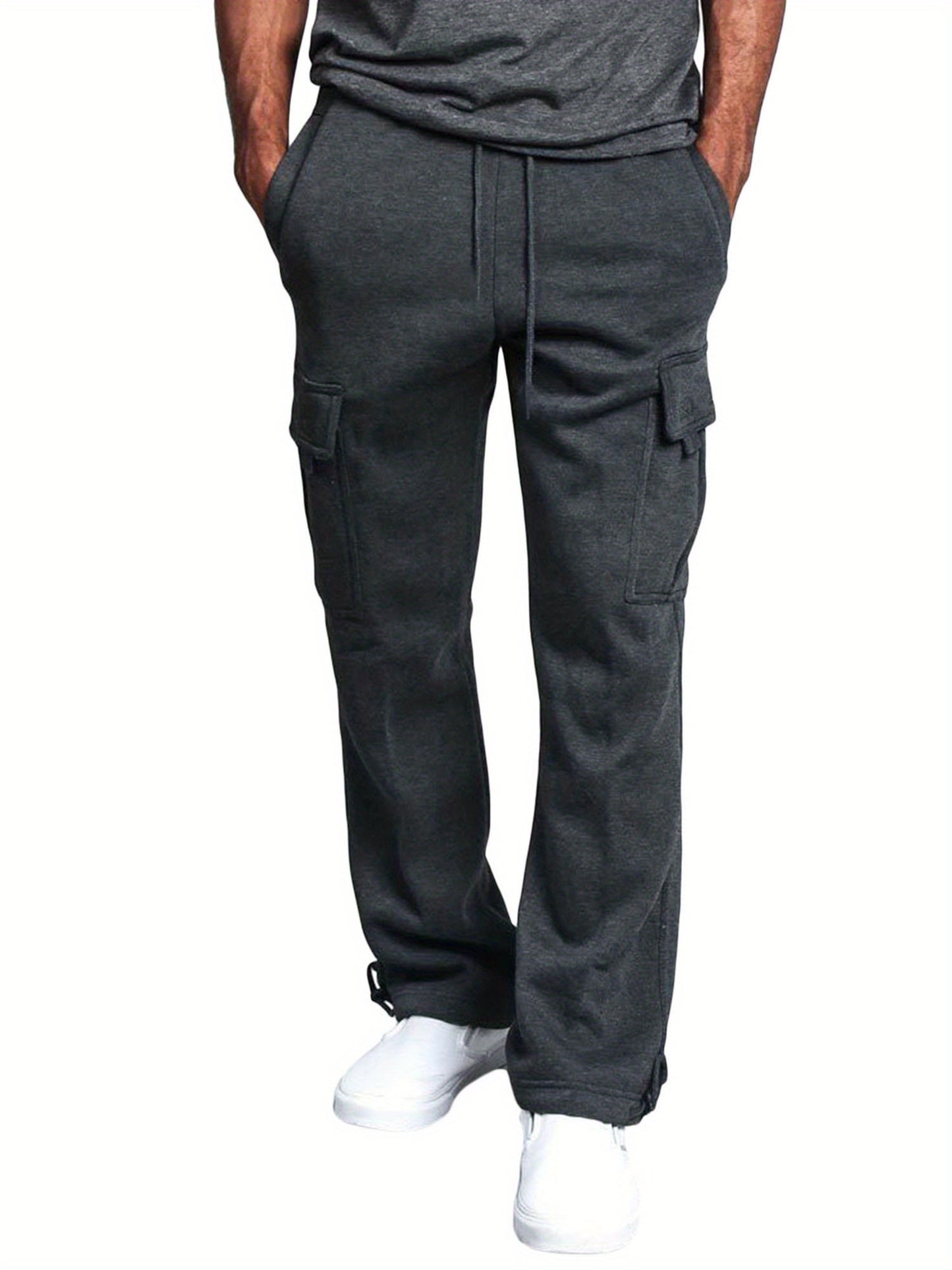 Men'S Casual Solid Color Pants Lightweight Drawstring Design Elastic Waist Loose Fit Yoga Pant Beach Trouser