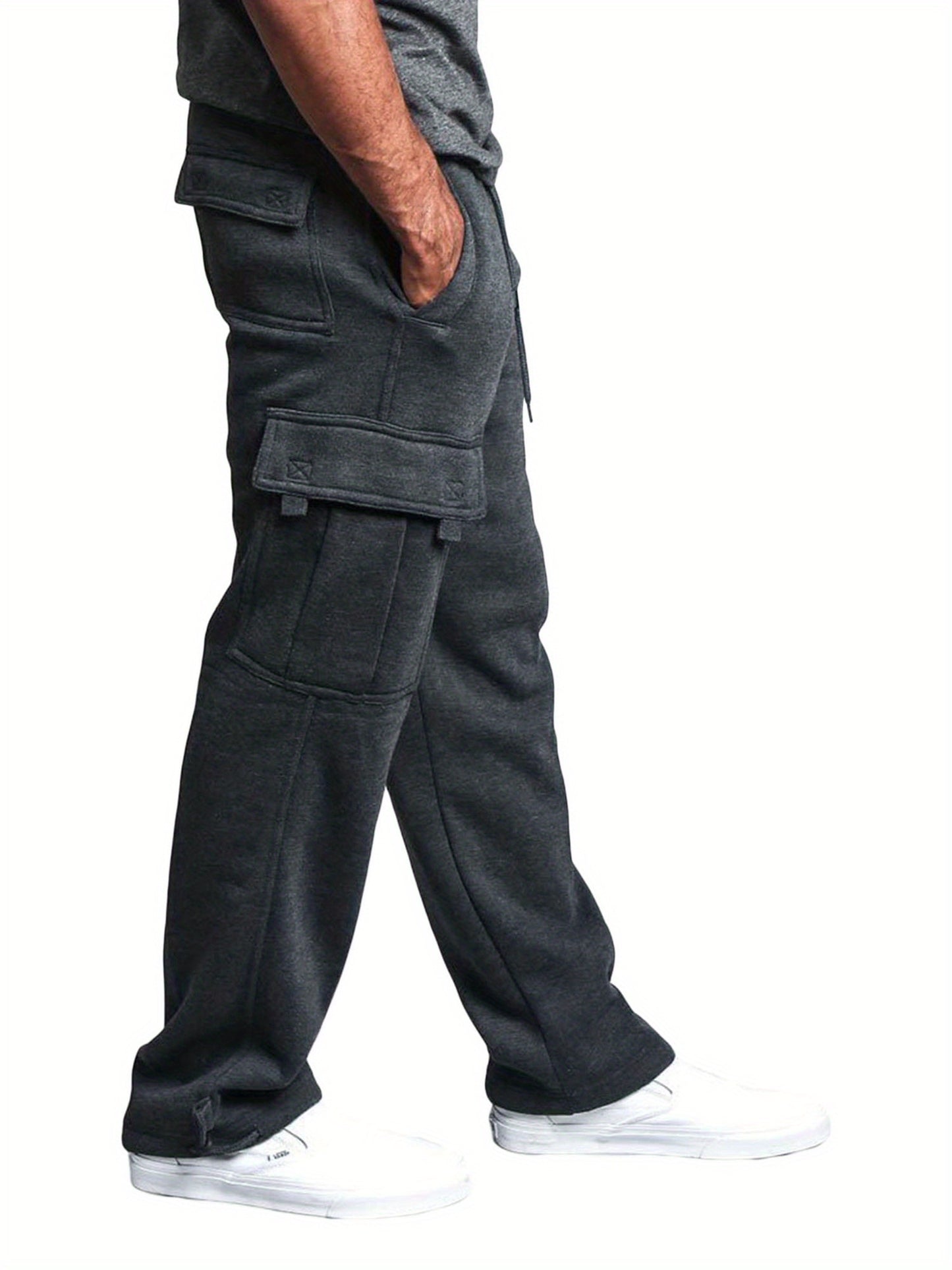 Men'S Casual Solid Color Pants Lightweight Drawstring Design Elastic Waist Loose Fit Yoga Pant Beach Trouser