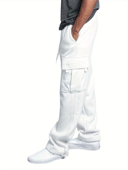 Men'S Casual Solid Color Pants Lightweight Drawstring Design Elastic Waist Loose Fit Yoga Pant Beach Trouser