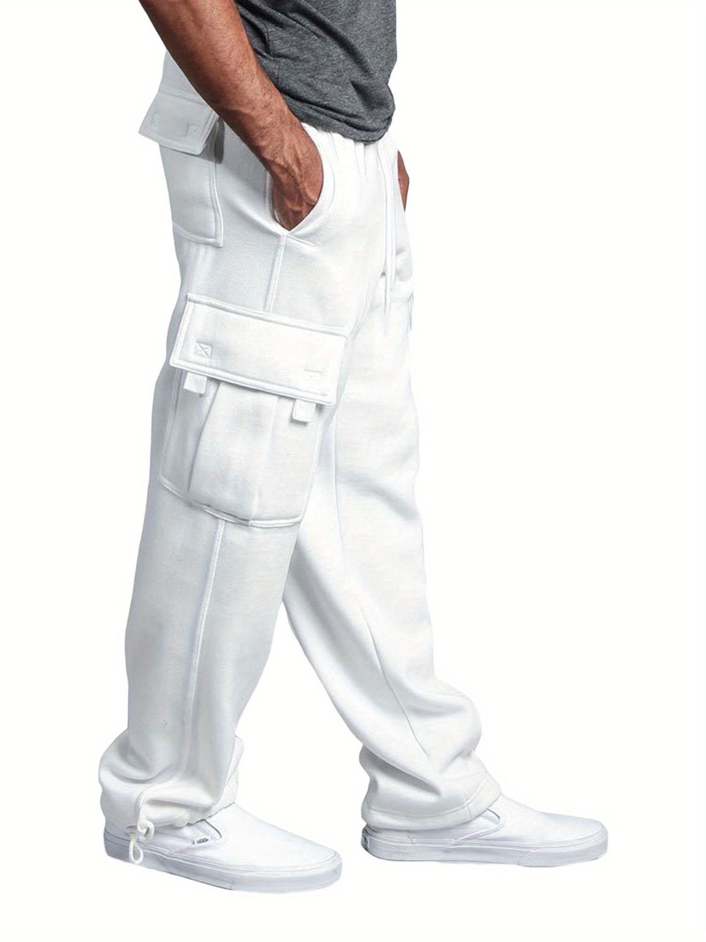 Men'S Casual Solid Color Pants Lightweight Drawstring Design Elastic Waist Loose Fit Yoga Pant Beach Trouser