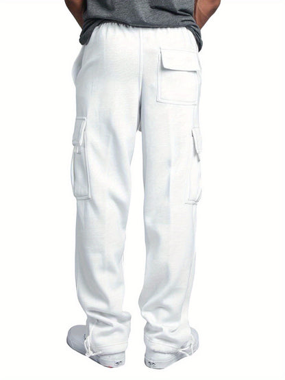 Men'S Casual Solid Color Pants Lightweight Drawstring Design Elastic Waist Loose Fit Yoga Pant Beach Trouser