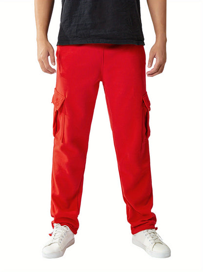 Men'S Casual Solid Color Pants Lightweight Drawstring Design Elastic Waist Loose Fit Yoga Pant Beach Trouser