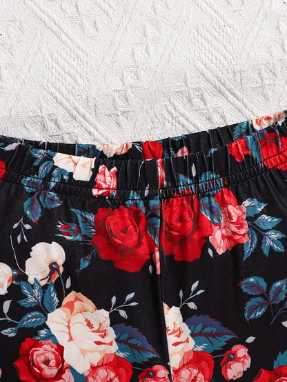 Popular Among Customers, This Delightful Floral Print Outfit for Girls Includes a Ruffled Long-Sleeve Top And Leggings with Bows. It'S Machine Washable And Ideal for Spring And Fall, Making It Great for Outdoor Activities.