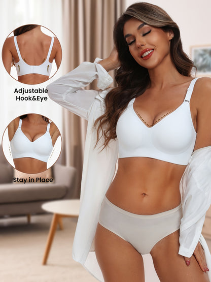 Seamless Wireless Push-Up Bra-V Neck Design, Comfortable, Supportive Intimate Apparel for Women