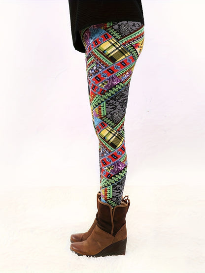 Fashion Printed Leggings For Women No See Through High Stretch Super Soft Leggings Regular