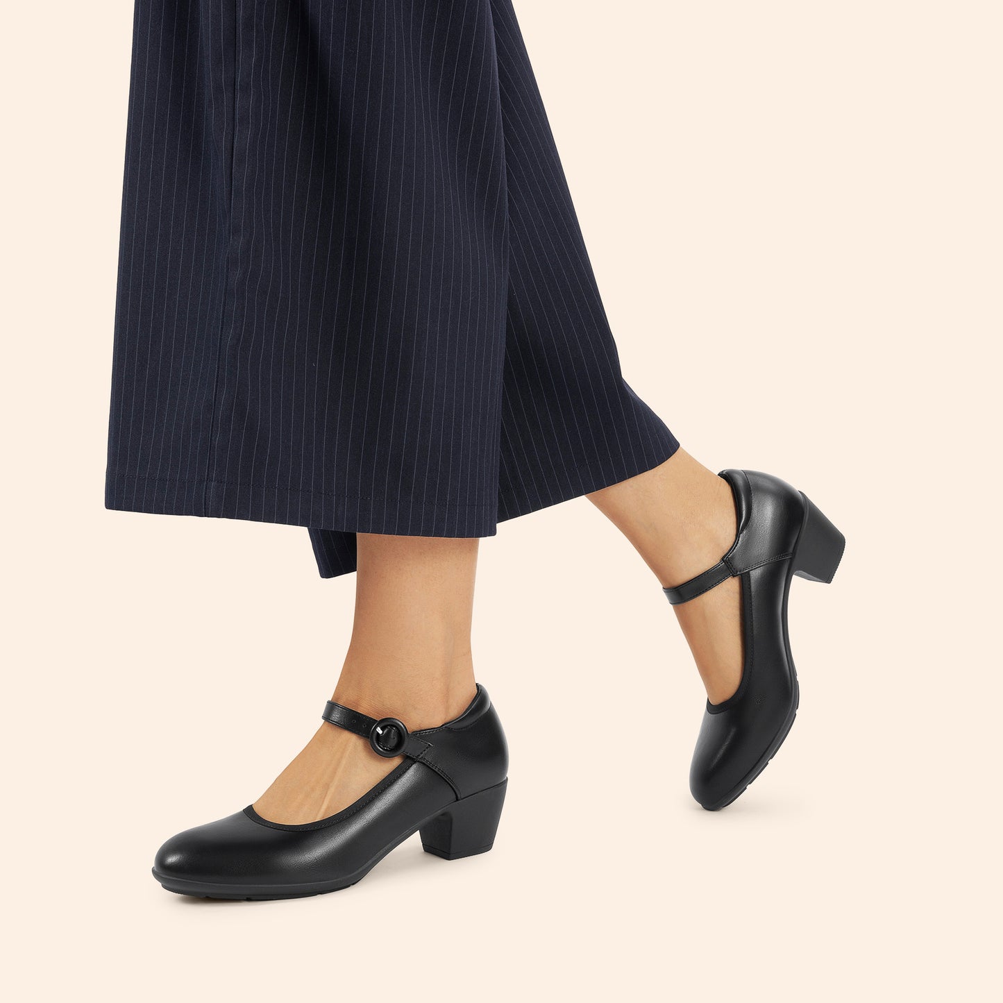 Women's Pumps Low Chunky Mary Jane Heels Closed Toe Comfortable Work Dress Shoes