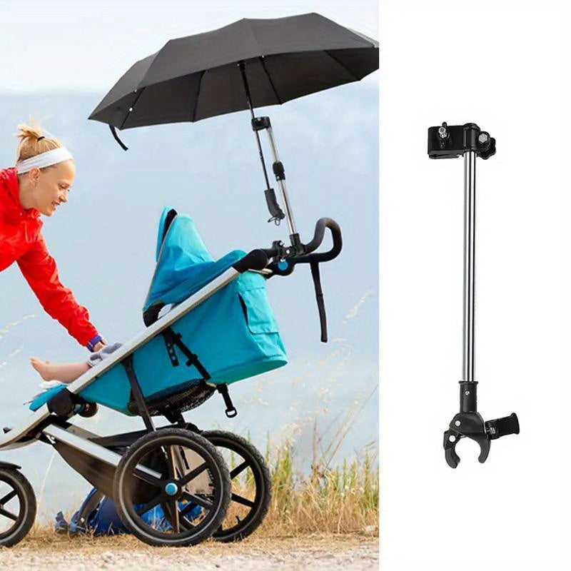 One Umbrella Frame Bracket, Adjustable Umbrella Frame Bracket, No Wrench Required, Umbrella Frame Clamp, Suitable for Wheelchairs, Walking Aids, Wheeled Walking Aids, Bicycles, Baby Strollers