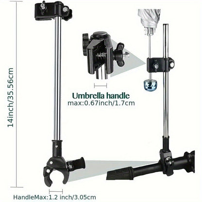 One Umbrella Frame Bracket, Adjustable Umbrella Frame Bracket, No Wrench Required, Umbrella Frame Clamp, Suitable for Wheelchairs, Walking Aids, Wheeled Walking Aids, Bicycles, Baby Strollers