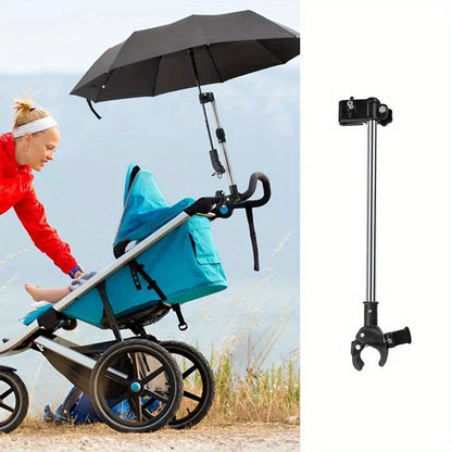 One Umbrella Frame Bracket, Adjustable Umbrella Frame Bracket, No Wrench Required, Umbrella Frame Clamp, Suitable for Wheelchairs, Walking Aids, Wheeled Walking Aids, Bicycles, Baby Strollers