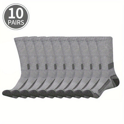 10/20/30 Pairs Pack Men's Athletic - Breathable Elastic Sports Socks Suitable for Basketball, Fitness, Outdoor Activities - Sweat-Wicking Comfortable Tube Socks