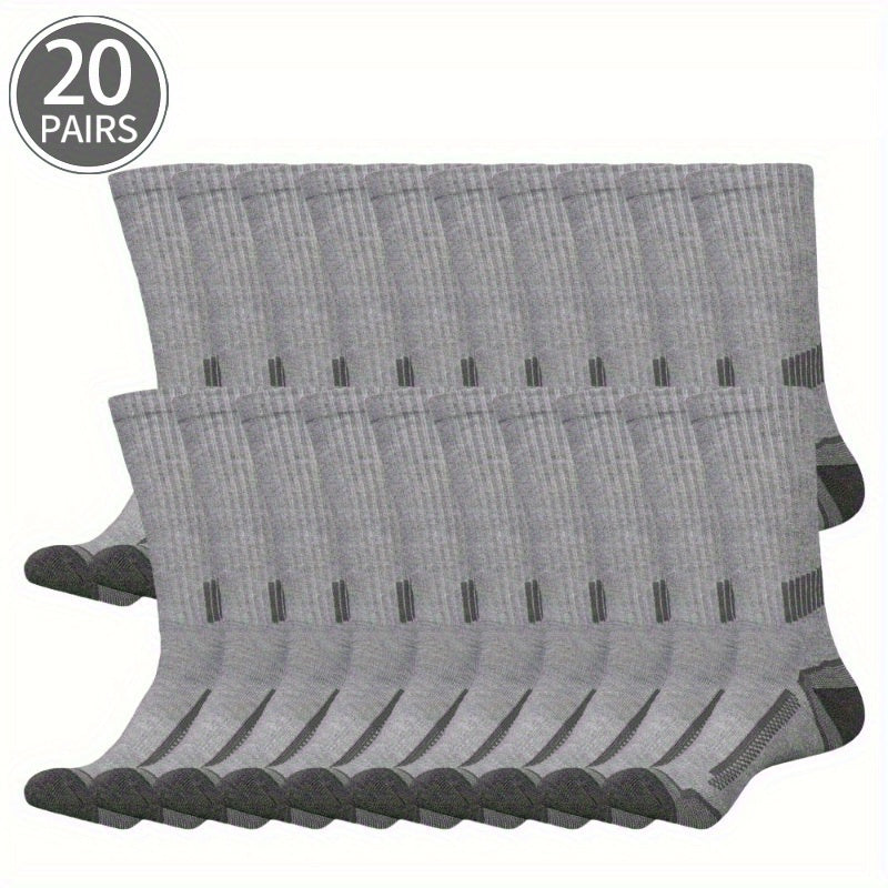10/20/30 Pairs Pack Men's Athletic - Breathable Elastic Sports Socks Suitable for Basketball, Fitness, Outdoor Activities - Sweat-Wicking Comfortable Tube Socks