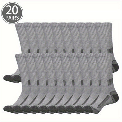 10/20/30 Pairs Pack Men's Athletic - Breathable Elastic Sports Socks Suitable for Basketball, Fitness, Outdoor Activities - Sweat-Wicking Comfortable Tube Socks