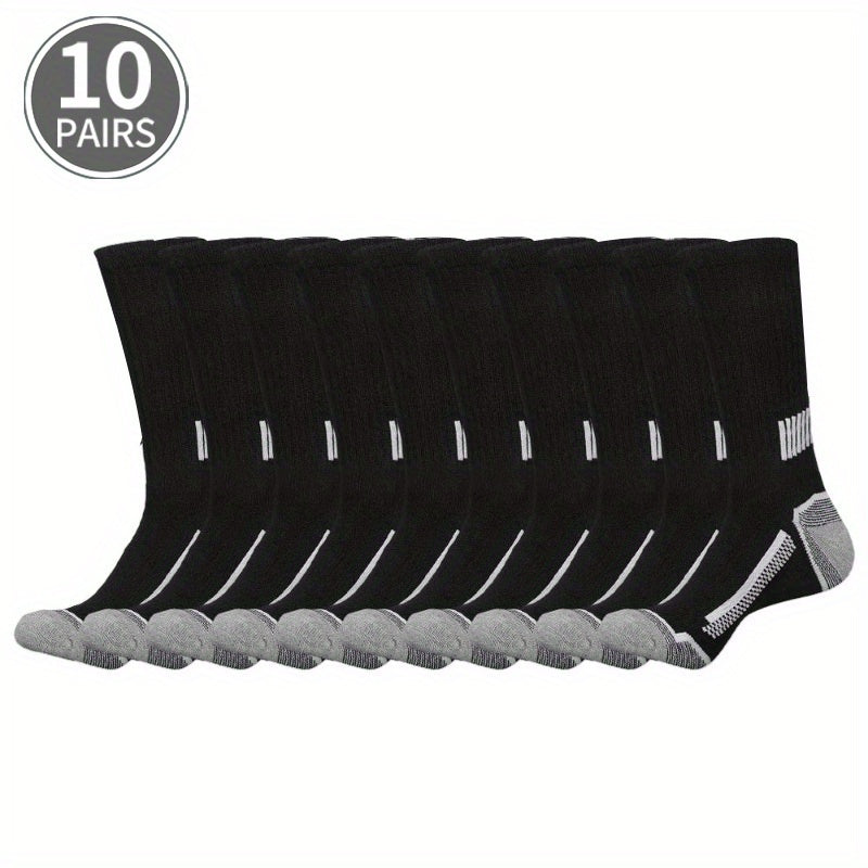 10/20/30 Pairs Pack Men's Athletic - Breathable Elastic Sports Socks Suitable for Basketball, Fitness, Outdoor Activities - Sweat-Wicking Comfortable Tube Socks