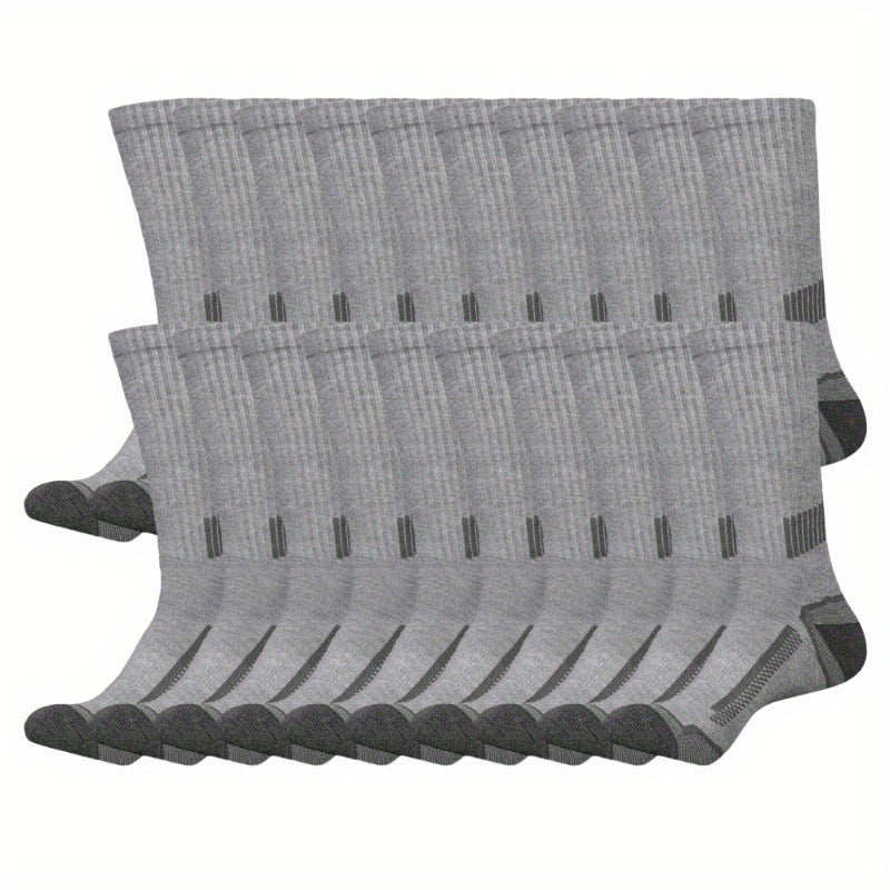 10/20/30 Pairs Pack Men's Athletic - Breathable Elastic Sports Socks Suitable for Basketball, Fitness, Outdoor Activities - Sweat-Wicking Comfortable Tube Socks