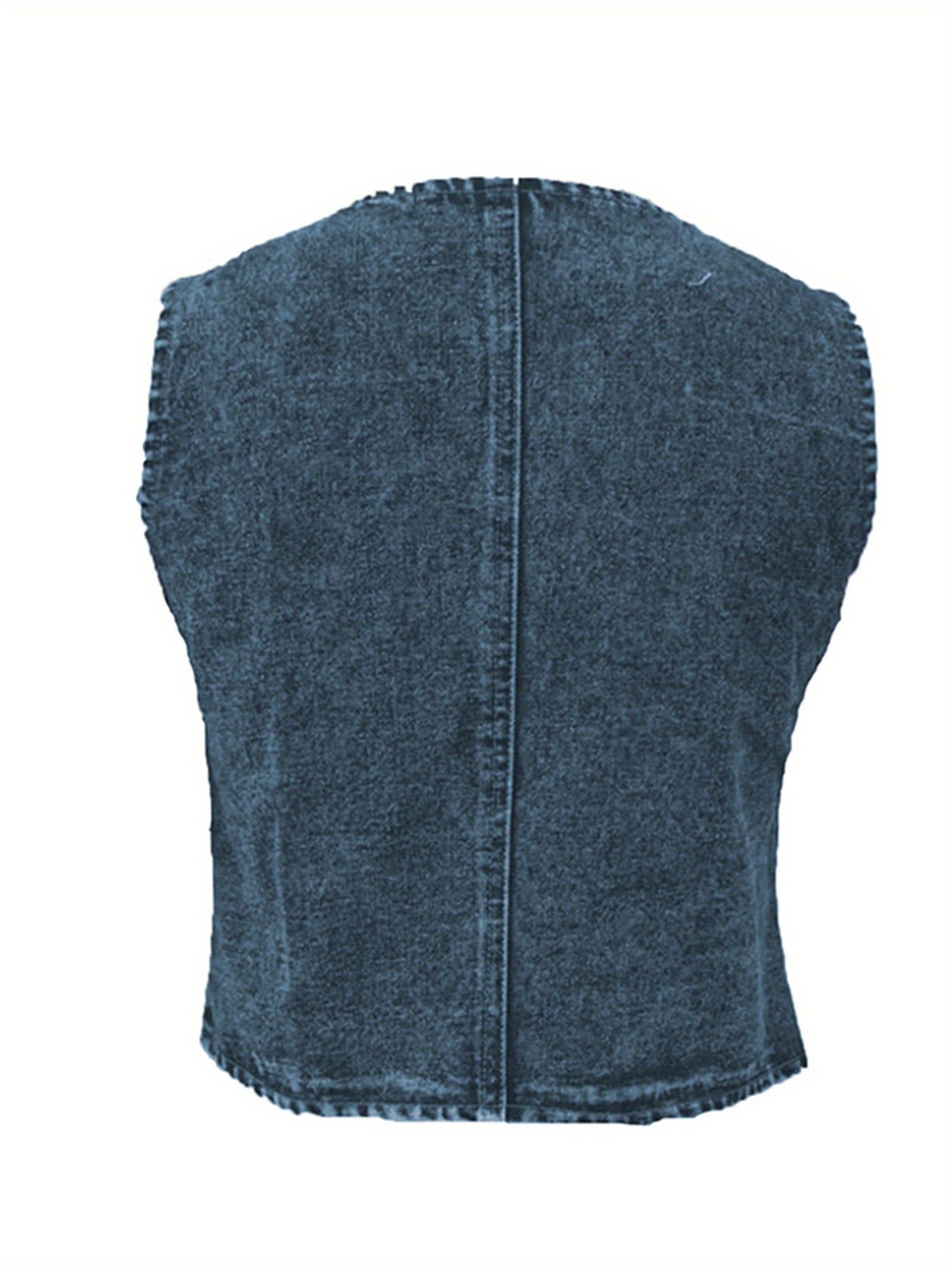 Women's Summer Denim Tank Tops Solid Color Sleeveless V-Neck Button Front Slim Vest Fashion Waistcoat