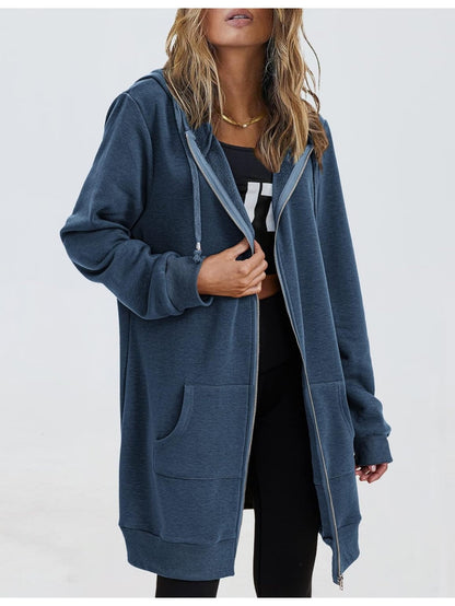 Zip Up Hoodies for Women Long Sleeve Oversized Sweatshirts Casual Lightweight Fleece Jackets with Pockets