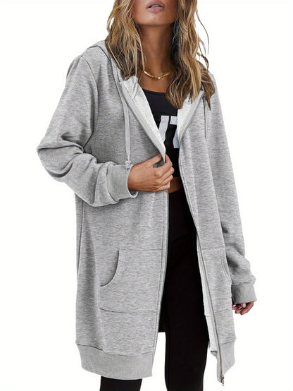 Zip Up Hoodies for Women Long Sleeve Oversized Sweatshirts Casual Lightweight Fleece Jackets with Pockets