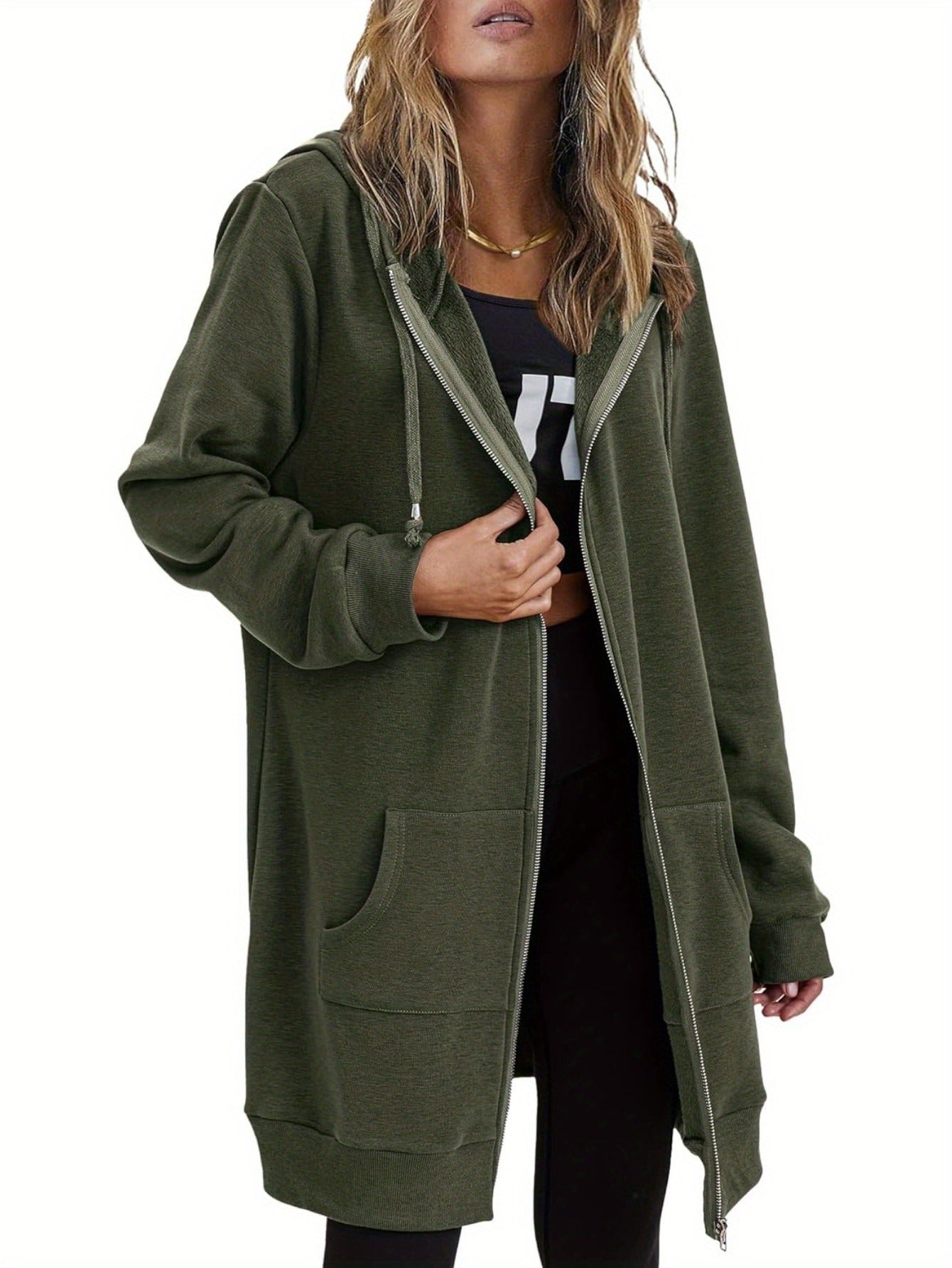 Zip Up Hoodies for Women Long Sleeve Oversized Sweatshirts Casual Lightweight Fleece Jackets with Pockets