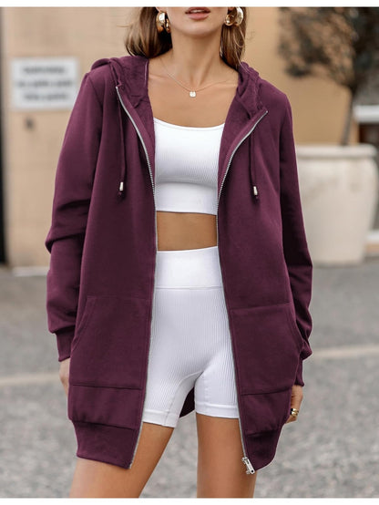 Zip Up Hoodies for Women Long Sleeve Oversized Sweatshirts Casual Lightweight Fleece Jackets with Pockets