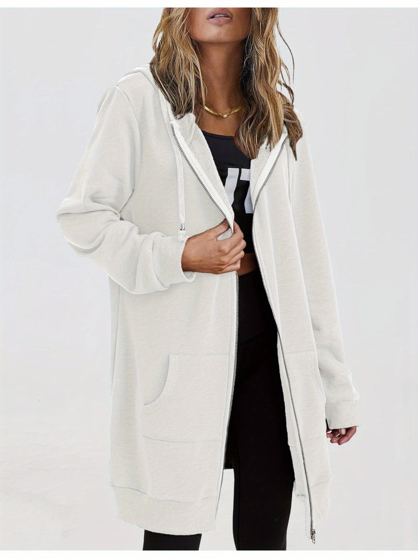 Zip Up Hoodies for Women Long Sleeve Oversized Sweatshirts Casual Lightweight Fleece Jackets with Pockets