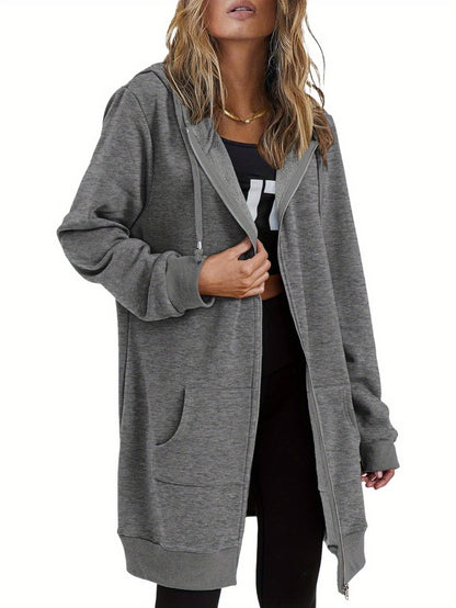 Zip Up Hoodies for Women Long Sleeve Oversized Sweatshirts Casual Lightweight Fleece Jackets with Pockets