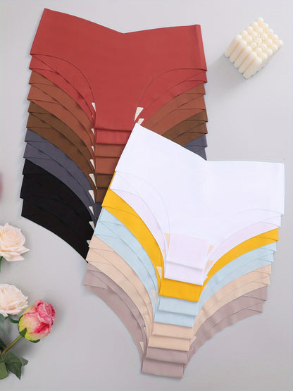 20pcs Women'S Seamless Panties High Waist V-Shaped Underwear Popular Ice Lingerie