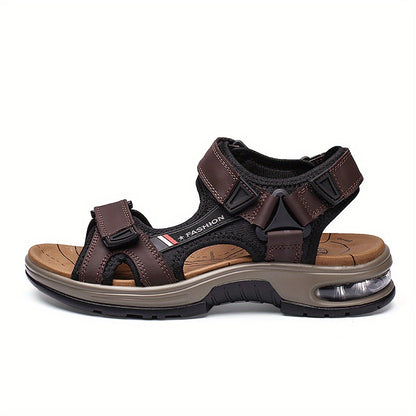 Men Sandals For Men'S Genuine Faux Leather Beach Cushion Sandals - Outdoor Casual Style Open-toe Genuine Faux Leather Lightwei