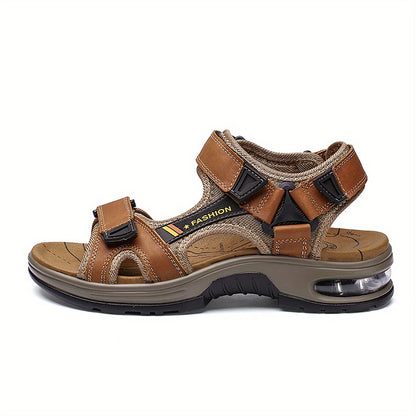 Men Sandals For Men'S Genuine Faux Leather Beach Cushion Sandals - Outdoor Casual Style Open-toe Genuine Faux Leather Lightwei