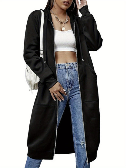 Women Casual Zip Up Fleece Hoodies Tunic Sweatshirt Long Hoodie Jacket