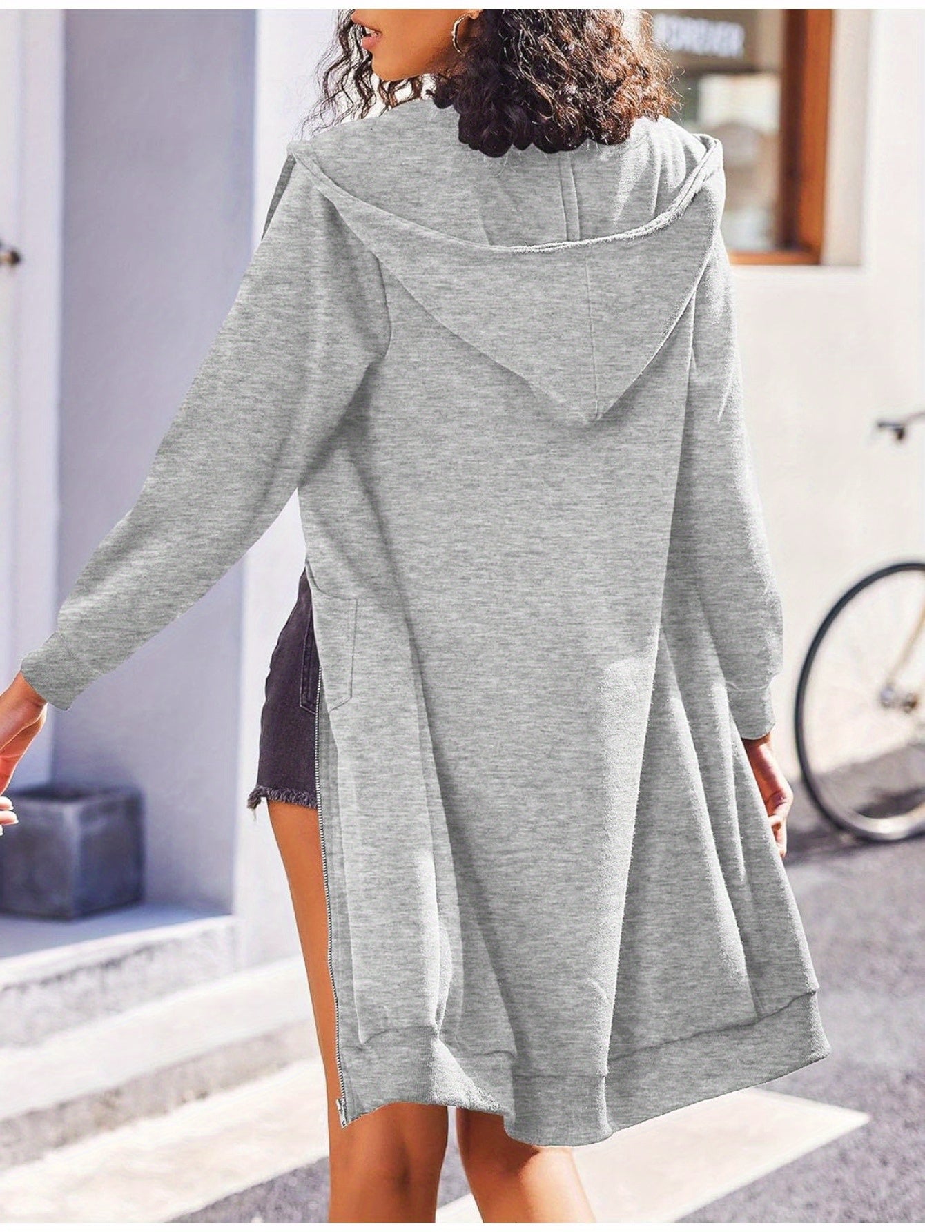 Women Casual Zip Up Fleece Hoodies Tunic Sweatshirt Long Hoodie Jacket
