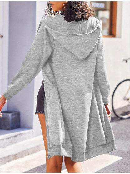 Women Casual Zip Up Fleece Hoodies Tunic Sweatshirt Long Hoodie Jacket