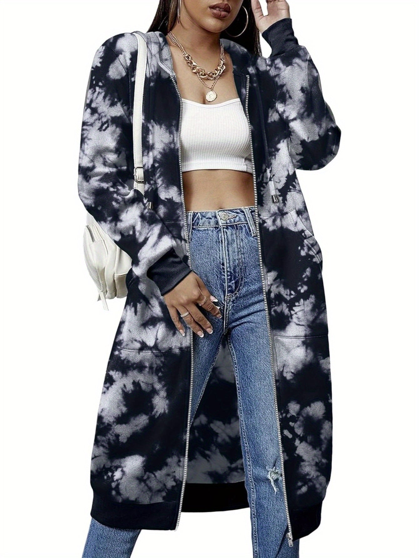 Women Casual Zip Up Fleece Hoodies Tunic Sweatshirt Long Hoodie Jacket