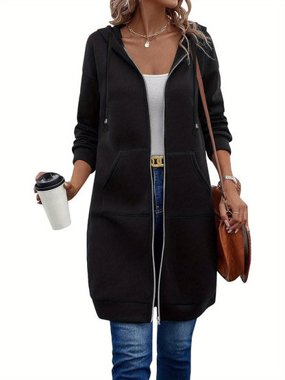 Women Casual Zip Up Fleece Hoodies Tunic Sweatshirt Long Hoodie Jacket