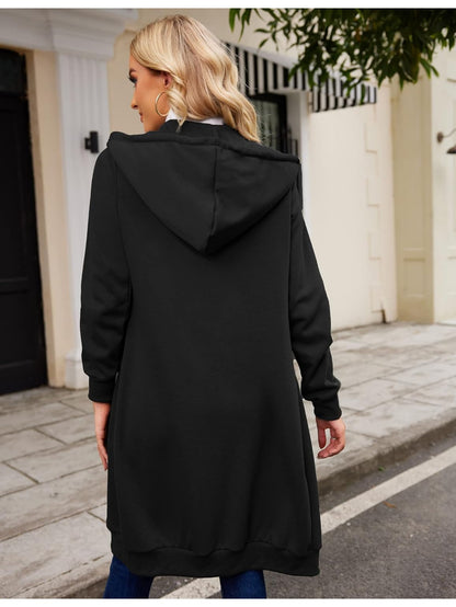 Women Casual Zip Up Fleece Hoodies Tunic Sweatshirt Long Hoodie Jacket